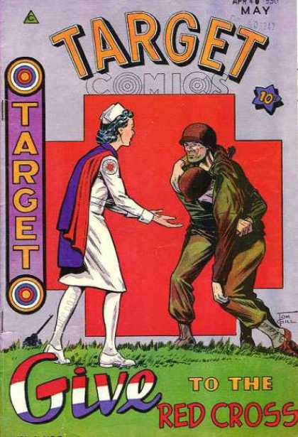 Nurse - Soldier - Helmet - Give To The Red Cross - Red Cross Target Comics 59 - Nurse - Soldier - Helmet - Give To The Red Cross - Red Cross