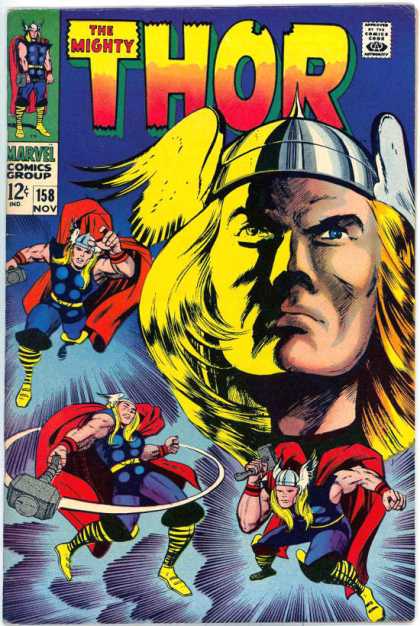 Thor 158 - Hammer - Helmet - Mighty - Marvel - Cape - Jack Kirby