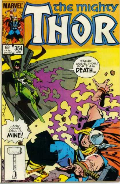 Thor 354 - Death - Hammer - Odin - Rocky Cliff - Purple Lightning - Walter Simonson
