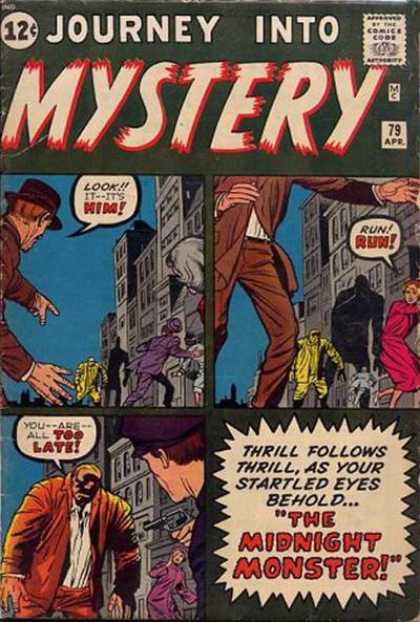 Thor 79 - The Midnight Monster - Fleeing Woman - Fedora - City Street - Brown Jacket