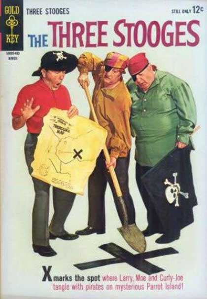 Three Stooges 16 - Gold Key - Larry - Moe - Curly-joe - Map