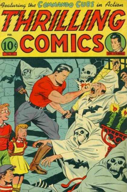 Thrilling Comics 52 - Commando Cubs - Bats - Skeleton - White Robes - Candelabra