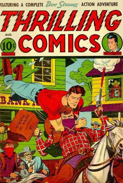 Thrilling Comics 55 - Fighting Man - Gun - Bag - Home - Horse