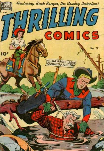 Thrilling Comics 77 - Horse - Woman - Girl - Wood - Saddle