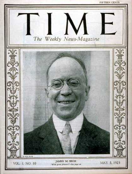 Time - James M. Beck - May 5, 1923 - Politics