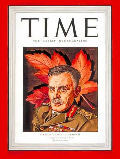 Time - General McNaughton - Aug. 10, 1942 - World War II - Air Force - Canada - General