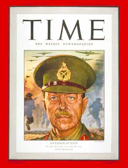 Time - General Sir Harold Alexander - Sep. 14, 1942 - Great Britain - Military - World