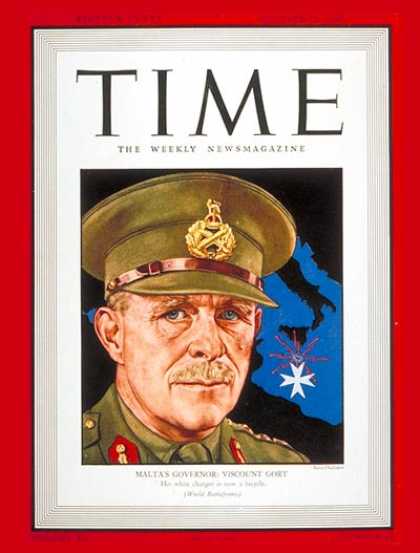 Time - Viscount Gort - Oct. 26, 1942 - World War II