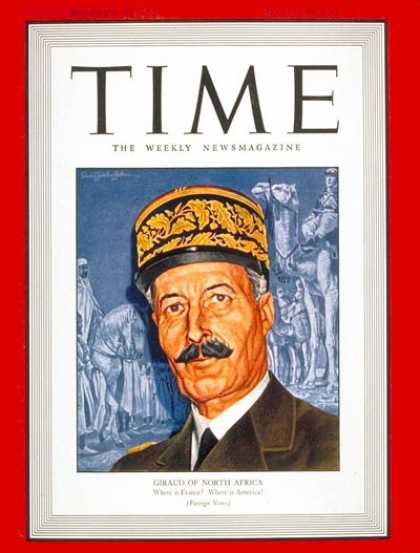 Time - Henri Giraud - Mar. 29, 1943 - France - Military - World War II