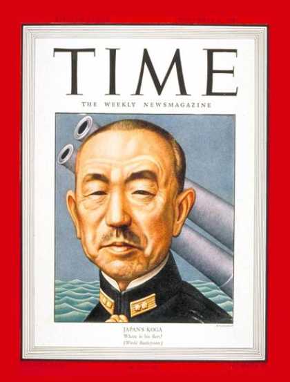 Time - Admiral Mineichi Koga - Nov. 8, 1943 - Admirals - Navy - Japan - Military