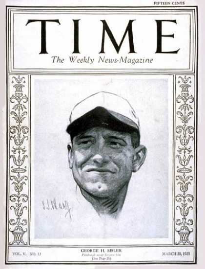 Time - George H. Sisler - Mar. 30, 1925 - Baseball - Sports