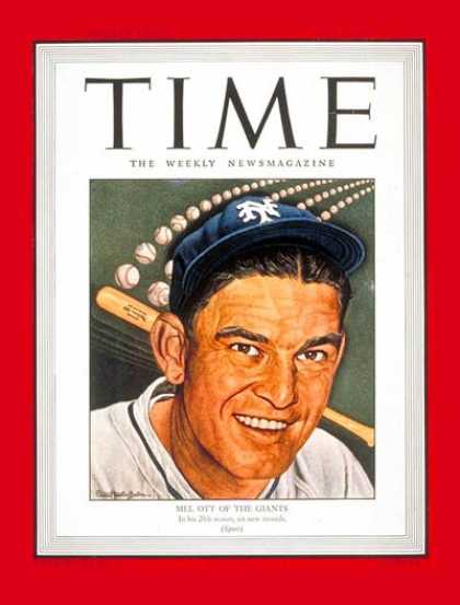 Time - Mel Ott - July 2, 1945 - Baseball - New York Giants - Sports