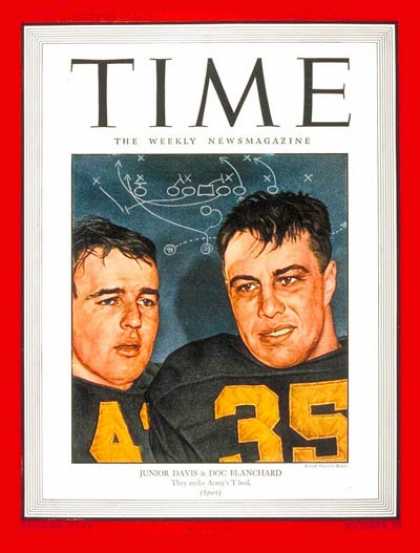 Time - Glenn Davis and 'Doc' Blanchard - Nov. 12, 1945 - Football - Army - Sports