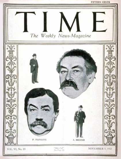 Time - Paul Painlevï¿½ & Aristide Brand - Nov. 9, 1925 - France - Politics