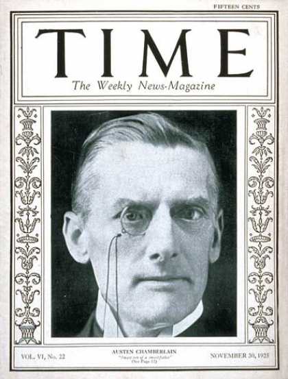 Time - Austen Chamberlain - Nov. 30, 1925 - Great Britain