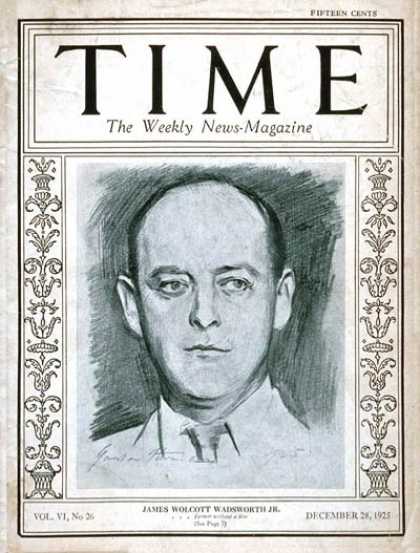 Time - James Wadsworth Jr. - Dec. 28, 1925 - Politics