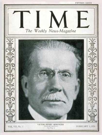 Time - Victor Henry Berenger - Feb. 1, 1926 - France - Politics