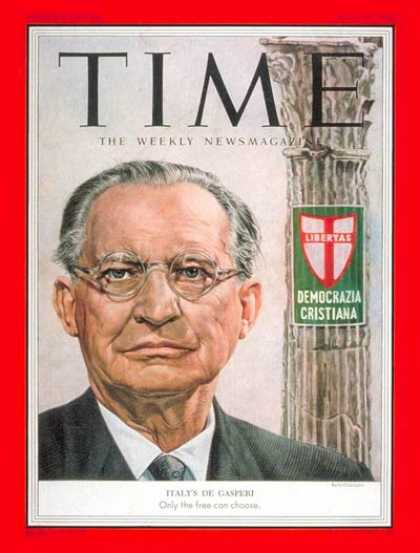 Time - Alcide de Gasperi - May 25, 1953 - Italy