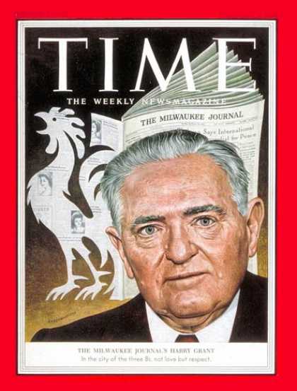 Time - Harry J. Grant - Feb. 1, 1954 - Journalism - Newspapers - Milwaukee - Media