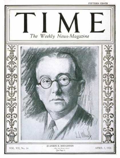 Time - Alanson B. Houghton - Apr. 5, 1926 - Business - Politics