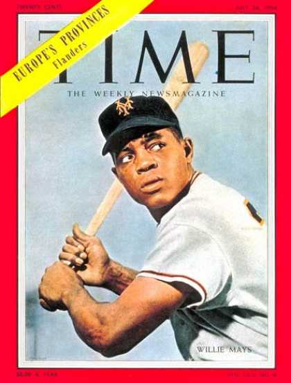 Time - Willie Mays - July 26, 1954 - Baseball - New York - Most Popular - Sports
