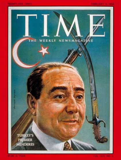 Time - Adnan Menderes - Feb. 3, 1958 - Turkey