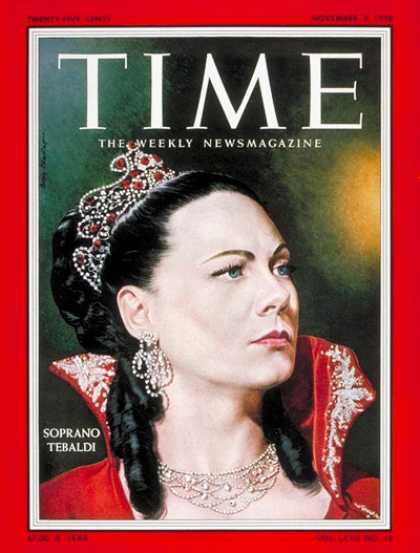 Time - Renata Tebaldi - Nov. 3, 1958 - Opera - Singers - Music