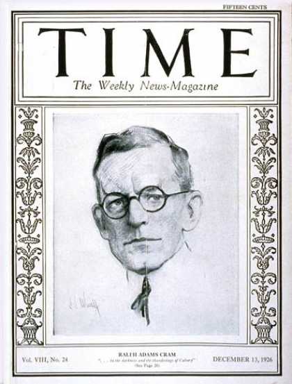 Time - Ralph A. Cram - Dec. 13, 1926 - Design - Architecture