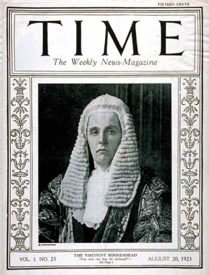 Time - Frederick E. Smith - Aug. 20, 1923 - Politics
