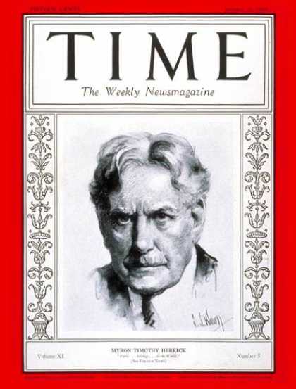 Time - Myron T. Herrick - Jan. 30, 1928 - Politics