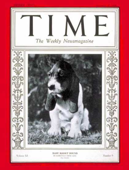 Time - Baby Basset Hound - Feb. 27, 1928 - Dogs - Animals