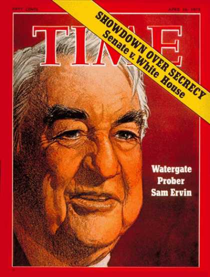 Time - Senator Sam Ervin - Apr. 16, 1973 - Sam Ervin - Congress - Senators - Politics