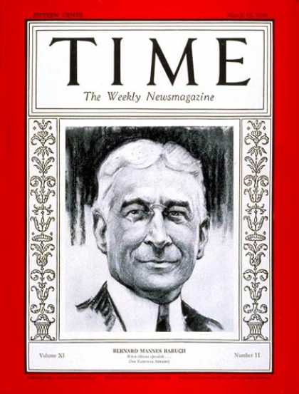 Time - Bernard M. Baruch - Mar. 12, 1928 - Bernard Baruch - Business - Politics