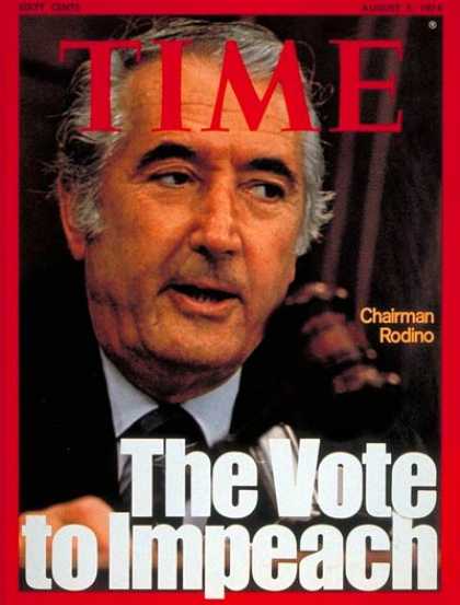 Time - Peter Rodino - Aug. 5, 1974 - Congress - Watergate - Politics