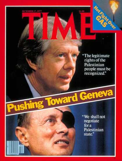 Time - Carter and Dayan - Oct. 17, 1977 - Jimmy Carter - Moshe Dayan - Diplomacy - Isra