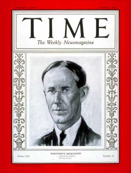 Time - Alexander Meiklejohn - Oct. 1, 1928 - Education