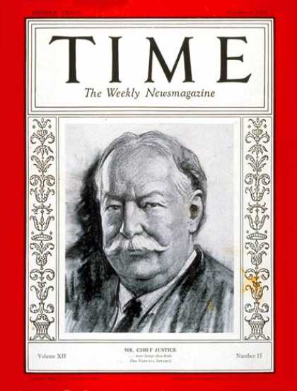 Time - William Howard Taft - Oct. 8, 1928 - U.S. Presidents - Politics