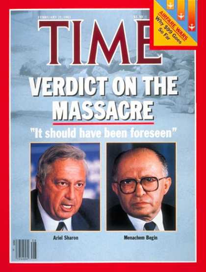 Time - Israel's Sharon and Begin - Feb. 21, 1983 - Israel - Middle East