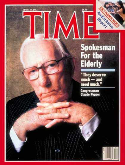 Time - Claude Pepper - Apr. 25, 1983 - Aging - Congress - Senators - Society