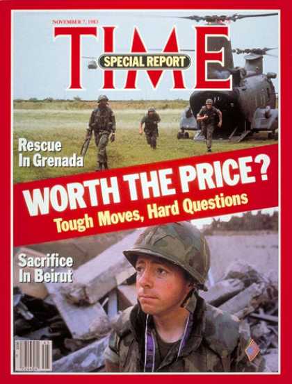 Time - Grenada and Beirut - Nov. 7, 1983 - Grenada - Lebanon - Marines - Middle East