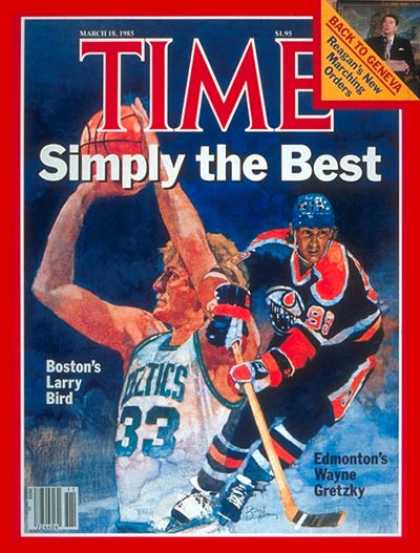 Time - Larry Bird & Wayne Gretzky - Mar. 18, 1985 - Basketball - Hockey - Boston - Spor