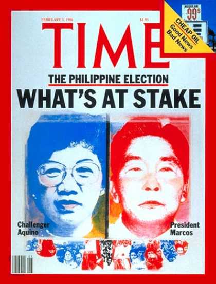 Time - Corazon Aquino and Ferdinand Marcos - Feb. 3, 1986 - Corazon Aquino - Ferdinand