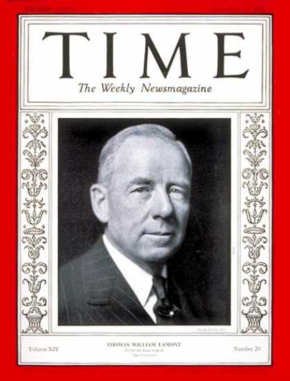 Time - Thomas W. Lamont - Nov. 11, 1929 - Economy
