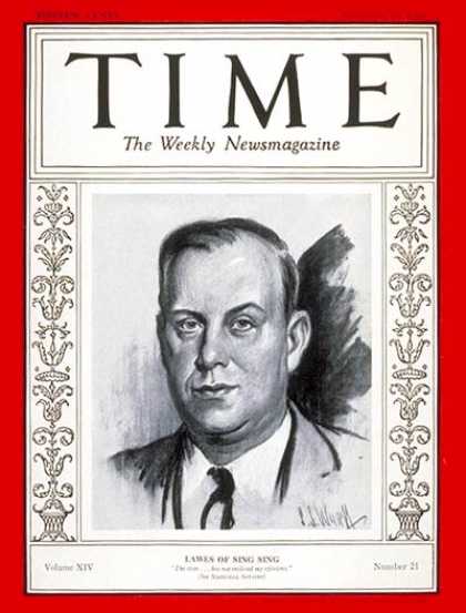 Time - Lewis E. Lawes - Nov. 18, 1929 - Prisons - Social Issues - Law Enforcement