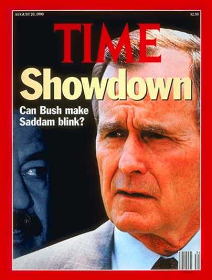 Time - Saddam Hussein and George Bush - Aug. 20, 1990 - Saddam Hussein - George H.W. Bu