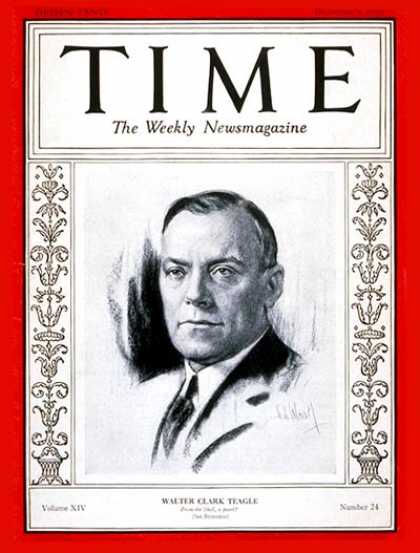 Time - Walter C. Teagle - Dec. 9, 1929 - Oil - Energy - Business