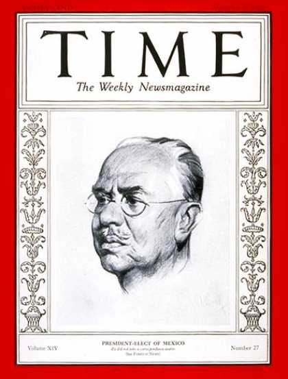 Time - Pascual Ortiz Rubio - Dec. 30, 1929 - Mexico - Latin America