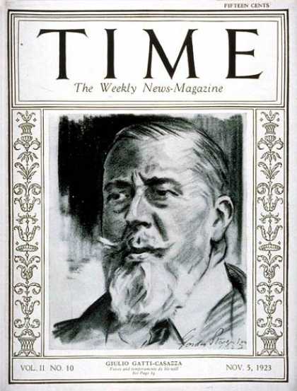 Time - Giulio Gatti-Casazza - Nov. 5, 1923 - Opera Managers - Opera - Music