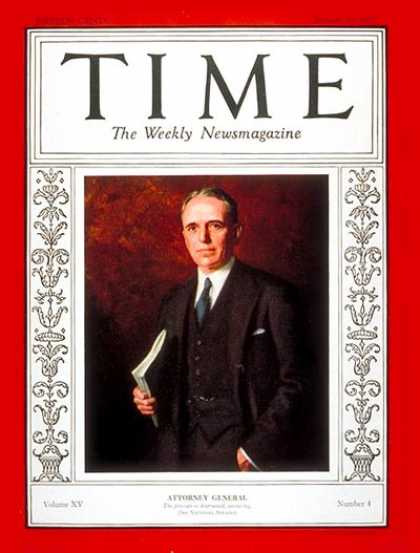 Time - William D. Mitchell - Jan. 27, 1930 - Politics