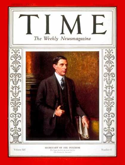 Time - Ray Lyman Wilbur - Feb. 10, 1930 - Health & Medicine